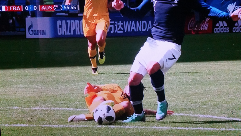 Risdon/Griezmann penalty France vs Australia World Cup Russia 2018