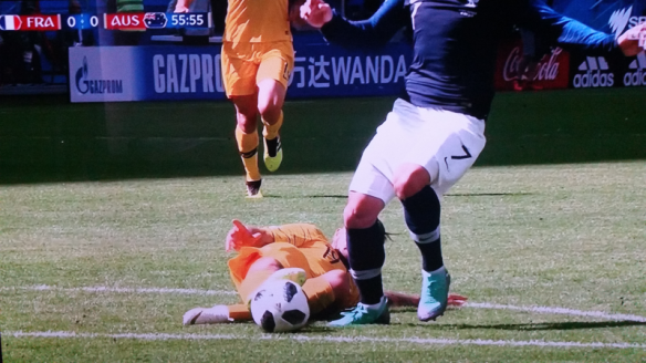 Risdon/Griezmann penalty France vs Australia World Cup Russia 2018
